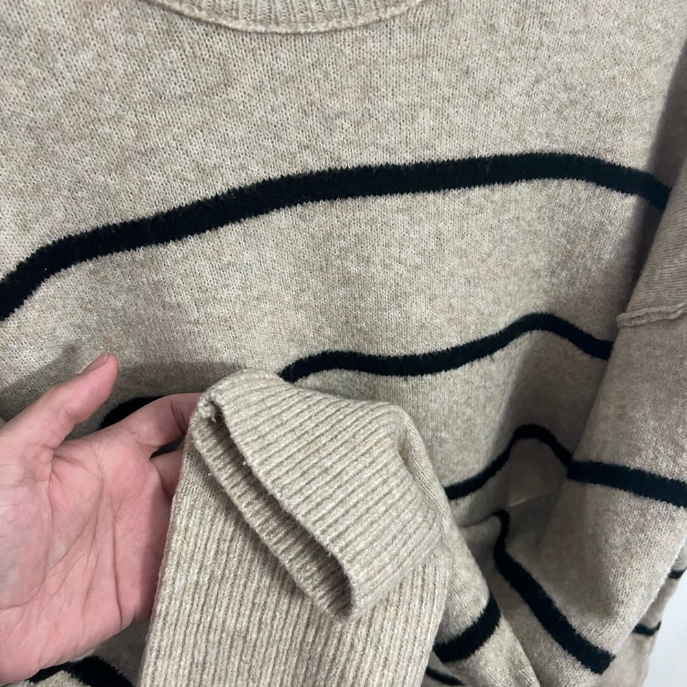 Aerie Beige and Black Striped Sweater - Picture 4 of 5